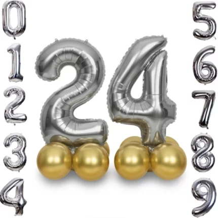 Custom Number Balloons – Silver