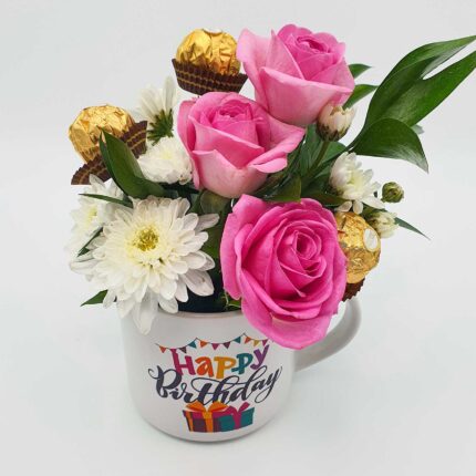 Birthday Mug Flowers arrangement