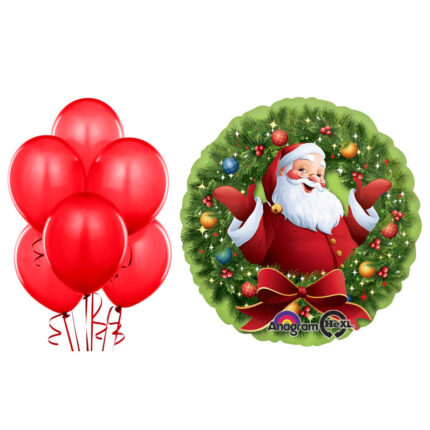 18-inches-Jolly-Santa-in-Wreath-Packaged-balloons-bundle-gifts-online-delivery-amman