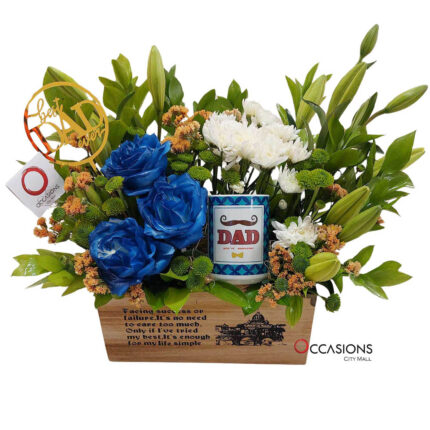 dad-blue-flower-arrangement-with-mug-delivery-amman-jordan