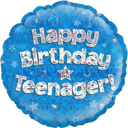 18-inches-Happy-Birthday-Teenager-Blue-Holographic-Oaktree-Foil-balloon-online-gift-shop-delivery-amman-jordan