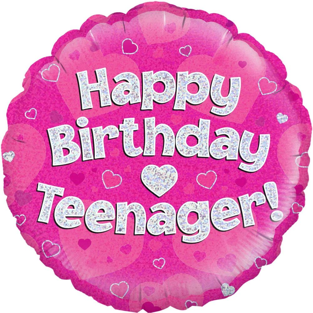 18-inches-Happy-Birthday-Teenager-Pink-Holographic-Oaktree-Foil-balloon-online-gift-shop-delivery-amman-jordan