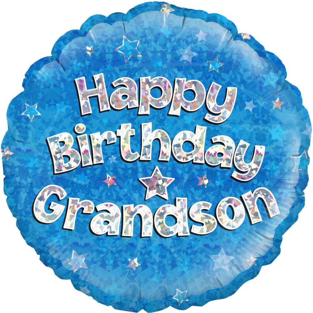 18-inches-Happy-Birthday-Grandson-Holographic-Oaktree-Foil-balloon-online-gift-shop-delivery-amman-jordan