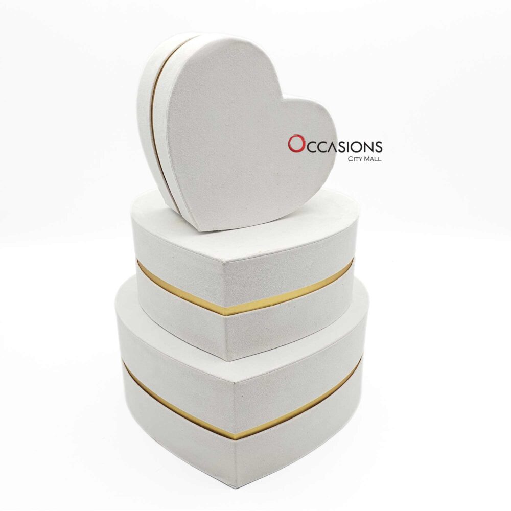 Heart Gold Strip Box - White