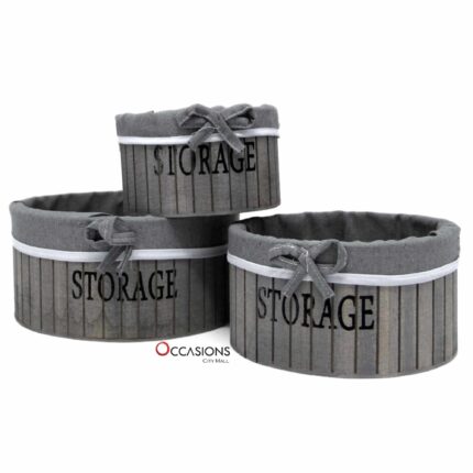 Storage Fabric Wood Box - Grey