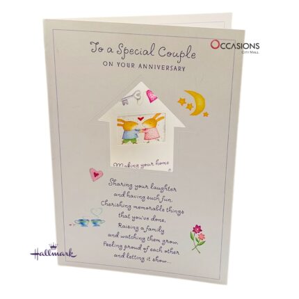 Anniversary Greeting Card For A Special Couple  Rabbit House Anniversary Greeting Card - Special Couple Sweet Hallmark Anniversary Card  Order Greeting Cards Online in Amman Jordan This sweet Hallmark anniversary card features two cute bunnies and a heartfelt message celebrating love, laughter, and family. Perfect for a special couple, it honors the joy of building a life together. Available at the best gift shop in Amman, with greeting cards delivery and same day delivery. Order online now and send the world’s best anniversary wishes.