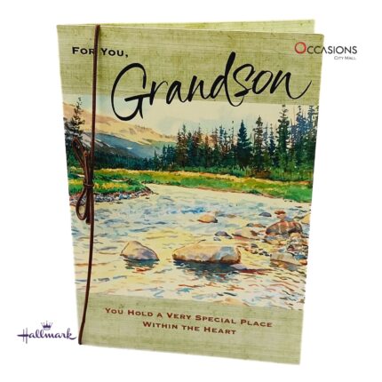 Mountain River Grandson Birthday Card Heartfelt Hallmark For Grown Grandson Birthday Greeting Card Order Online with Same Day Delivery in Amman Celebrate your grandson’s special day with this elegant Hallmark birthday card. Featuring a scenic mountain river design and heartfelt words inside, it's perfect for expressing pride and love. Order online from the best gift shop in Amman. We offer greeting cards delivery with same day delivery options across Jordan.