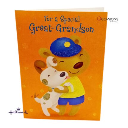Sweet Great-Grandson Birthday Greeting Card Dog & Bear Hallmark Great-Grandson Birthday Greeting Card Order Online with Same Day Delivery in Amman This adorable Hallmark greeting card is perfect for your great-grandson's birthday! With cute artwork and heartfelt words, it's a wonderful way to show love. Order online with same day delivery from the best gift shop in Amman. We offer greeting cards delivery to make every birthday extra special. 