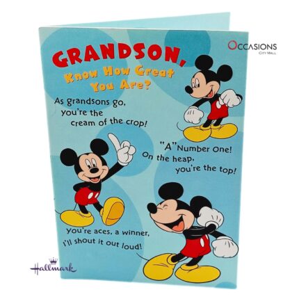 Mickey Mouse Grandson Birthday Card Disney Hallmark Grandson Birthday Greeting Card Order Online with Same Day Delivery in Amman This Hallmark Grandson Birthday card with Mickey Mouse brings fun and cheer for your little star! It’s full of playful rhymes and joyful wishes. A perfect pick for young Disney fans. Order online today from the best gift shop in Amman with greeting cards delivery and same day delivery in Amman, Jordan.