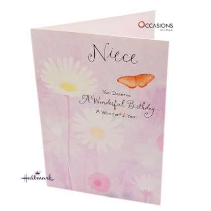 Butterfly Daisy Niece's Birthday Greeting Card Pastel Hallmark Niece's Birthday Greeting Card Order Online with Same Day Delivery in Amman Crafted by Hallmark, the world's best greeting card brand, this card celebrates the joy and happiness your niece brings. Perfect for birthdays, it carries a touching message that speaks to the heart. We offer greeting cards delivery across Jordan with fast, same day delivery from our gift shop in Amman.