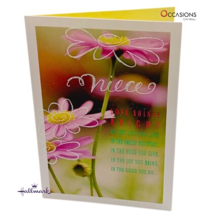 "Love Shines Bright" Niece's Birthday Card Lovely Birthday Greeting Card For Niece Hallmark Niece's Birthday Greeting Card Order Online with Same Day Delivery in Amman Make your niece’s birthday shine bright with this beautiful Hallmark greeting card. Featuring lovely flowers and a heartwarming message, it’s the perfect way to show your love. Order online today from the best gift shop in Amman, Jordan. We offer greeting cards delivery and same day delivery across Amman, Jordan.