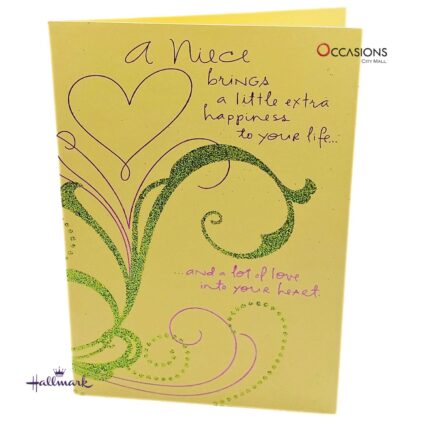 Green Floral Niece's Birthday Greeting Card Bright Hallmark Niece's Birthday Greeting Card Order Online with Same Day Delivery in Amman Send heartfelt wishes with our beautiful Hallmark Niece’s Birthday greeting card. Featuring colorful flowers and loving words, this card is the perfect way to brighten her special day. Order online now and enjoy same day delivery from the best gift shop in Amman!