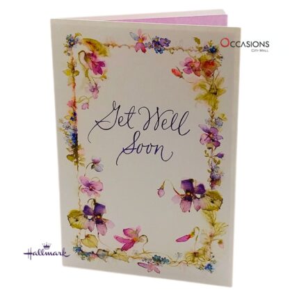 Lovely Floral Get Well Soon Greeting Card purple Floral Hallmark Get Well Soon Greeting Card Order Online with Same Day Delivery in Amman Brighten someone's recovery with this elegant Hallmark Get Well Soon card featuring a lovely floral design. Thoughtfully crafted for heartfelt moments, you can order online with same day delivery from the best gift shop in Amman. Enjoy quick and reliable greeting cards delivery. Order greeting cards online in Amman Jordan and send smiles today with Hallmark greeting cards.