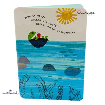 Swimming Turtle Get Well Soon Greeting Card Cheerful Hallmark Get Well Soon Greeting Card Order Online with Same Day Delivery in Amman This adorable Hallmark Get Well Soon card reminds your loved ones to relax, renew, and recuperate. With a cheerful design and comforting message, it's a perfect way to lift their spirits. Order online from the best gift shop in Amman and enjoy same day delivery with fast greeting cards delivery across Jordan. 
