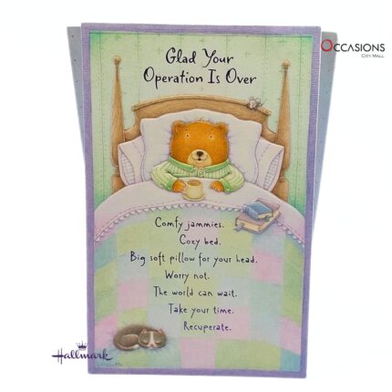 Sleeping Bear Get Well Soon Greeting Card Cute Sleeping Bear Hallmark Get Well Soon Greeting Card Order Online with Same Day Delivery in Amman Brighten someone's recovery with this adorable Hallmark Get Well Soon card, featuring a sweet bear resting with cozy pajamas and a warm message. Perfect for post-surgery wishes! Order online with same day delivery from the best gift shop in Amman. We offer fast and caring greeting cards delivery. Order greeting cards online in Amman Jordan and send a hug with Hallmark greeting cards.