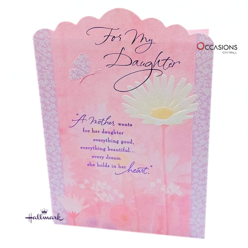 White Daisy Daughter's Birthday Card Beautiful Hallmark Daughter Birthday Greeting Card Order Online with Same Day Delivery in Amman Mark your daughter’s birthday with this heartfelt Hallmark greeting card, filled with loving wishes and beautiful memories. Designed with soft colors and touching words, it’s a perfect way to show your pride and love. Order online from the best gift shop in Amman, Jordan, and enjoy greeting cards delivery with same day delivery service. Find the best Hallmark greeting cards when you order greeting cards online in Amman Jordan.