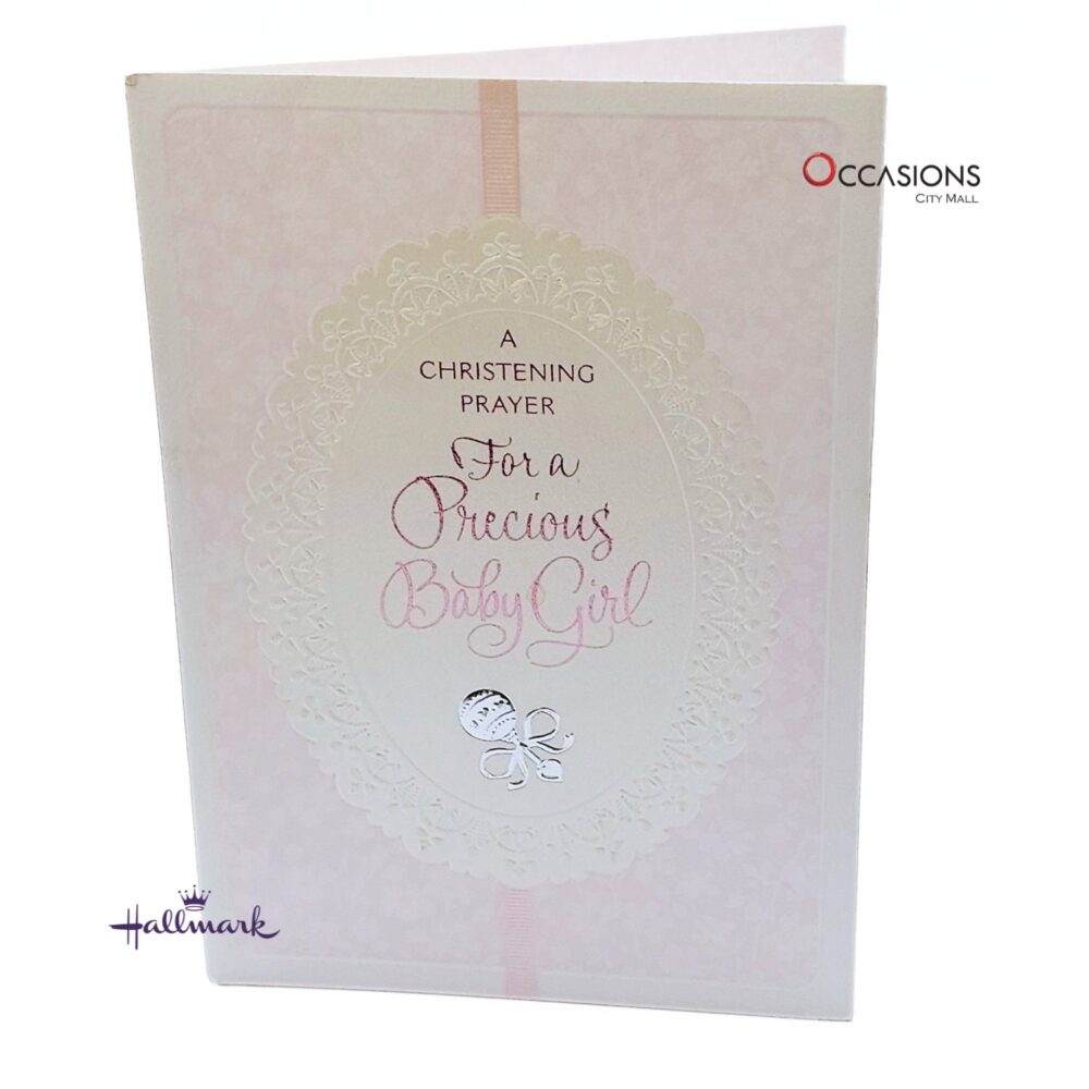 Precious Baby Girl's Baptism Greeting Card Elegant Baby Girl's Hallmark Baptism Greeting Card Order Online with Same Day Delivery in Amman Celebrate your baby girl's Christening with this elegant Hallmark card, wrapped in soft pink and heartfelt prayers. Perfect for marking her special day with warmth and love. Order online now from the best gift shop in Amman and get same day delivery with reliable greeting cards delivery service. Order greeting cards online in Amman Jordan from Occasions City Mall – your trusted Hallmark destination.