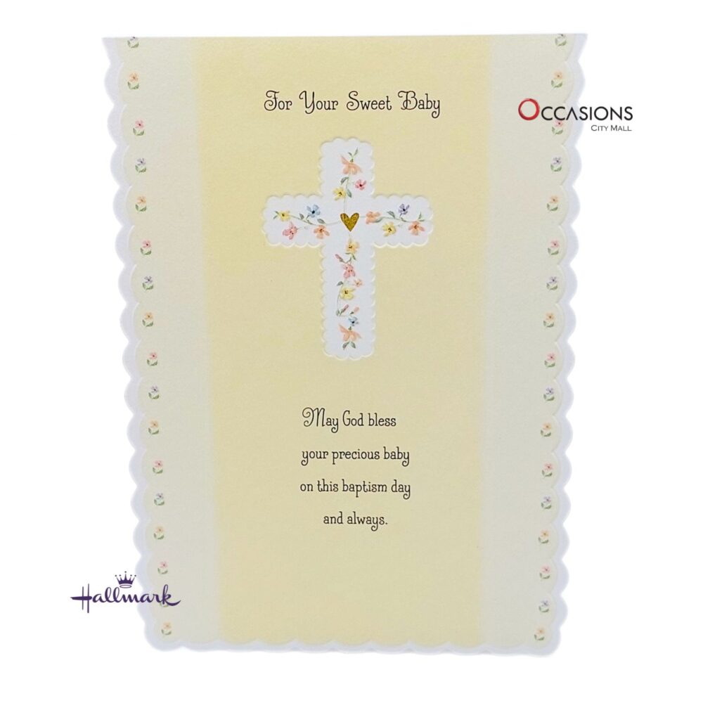 Yellow Floral Baby Baptism Card Pastel Yellow Floral Hallmark Baptism Greeting Card Order Online with Same Day Delivery in Amman This elegant Hallmark Baptism card, with soft pastel details and heartfelt prayers, is perfect for welcoming a precious baby into a life of faith. Order online today from the best gift shop in Amman and enjoy fast same day greeting cards delivery across Jordan. Shop greeting cards online in Amman Jordan from Occasions City Mall – your trusted destination for meaningful gifts.