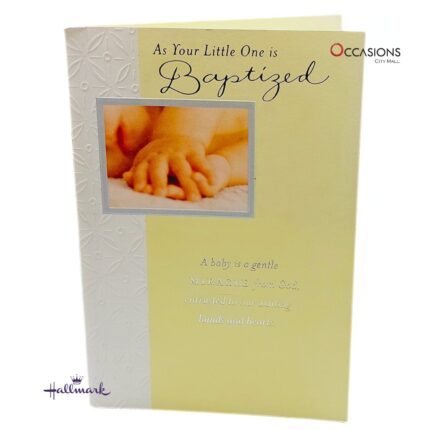 Gentle Blessing Baby Baptism Card Pastel Yellow Hallmark Baptism Greeting Card Order Online with Same Day Delivery in Amman This Hallmark Baptism greeting card is perfect for honoring your little one’s special moment. Featuring a heartfelt verse from Matthew 19:14 and a tender message about God's care, it’s a meaningful keepsake. Order online from the best gift shop in Amman with same day greeting cards delivery available. Find Hallmark greeting cards at Occasions City Mall – your trusted store for Christian gifts and cards in Jordan.