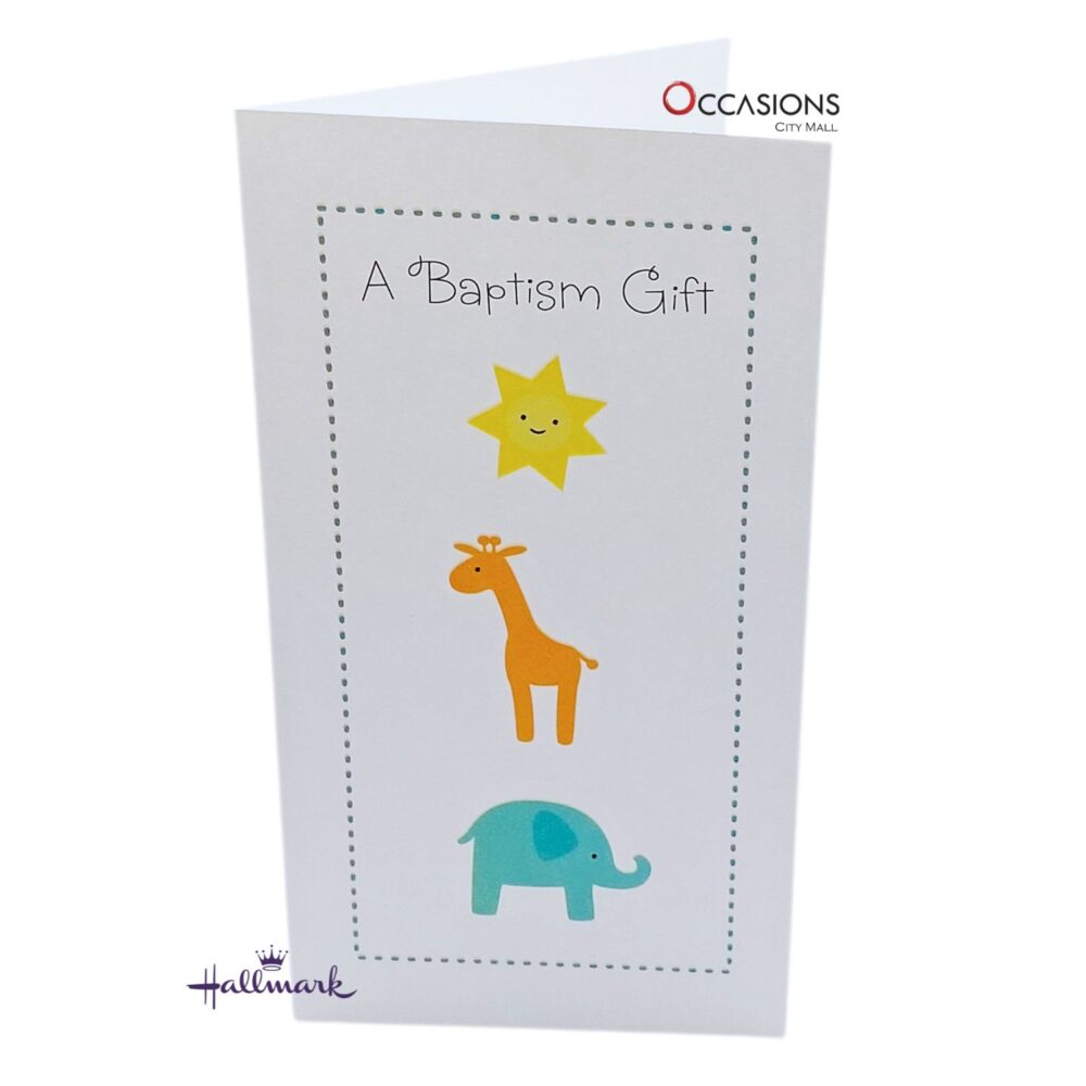 Animal Themed Baby Baptism Card Heartfelt Prayer Hallmark Baptism Greeting Card Order Online with Same Day Delivery in Amman Celebrate a baby’s baptism with this adorable Hallmark card featuring fun animals and a heartfelt prayer. A perfect gift to express your love and faith. Order online from the best gift shop in Amman with same day delivery and greeting cards delivery across Jordan. Order greeting cards online in Amman Jordan from Occasions City Mall – your trusted store for meaningful baby gift cards.