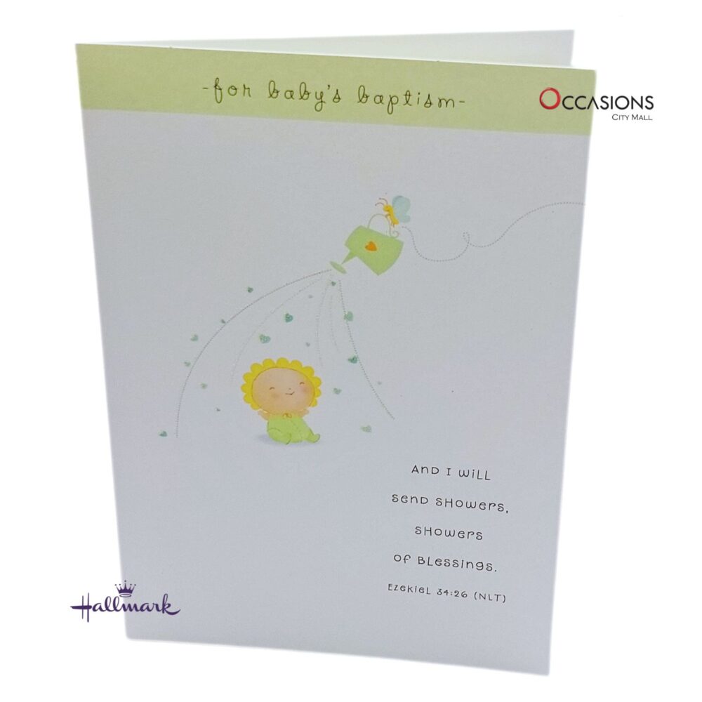 Showers Of Blessings Baptism Greeting Card Soft Baby Design Hallmark Baptism Greeting Card Order Online with Same Day Delivery in Amman This adorable Hallmark baptism card brings smiles and blessings with a soft baby design and Ezekiel 34:26 scripture. Celebrate faith, love, and new beginnings. Order online today from the best gift shop in Amman and enjoy greeting cards delivery with same day service. Shop baptism greeting cards at Occasions City Mall – your trusted store for meaningful gifts in Amman, Jordan.