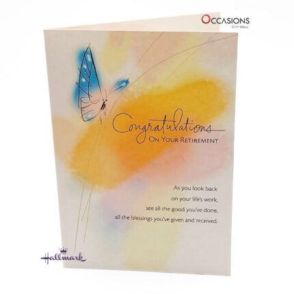 Watercolor Butterfly Retirement Greeting Card Delicate Butterfly Design Hallmark Retirement Greeting Card Order Online with Same Day Delivery in Amman This beautiful Hallmark retirement greeting card features soft pastel colors and a delicate butterfly design, paired with heartfelt words of gratitude and hope. A perfect way to honor a life of hard work and blessings. Order greeting cards online in Amman Jordan from the best gift shop in Amman. Same day greeting cards delivery available when you order online today!