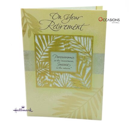 Inspirational Retirement Greeting Card Beautiful Hallmark Retirement Greeting Card Order Online with Same Day Delivery in Amman Honor a lifetime of dedication with this beautiful Hallmark retirement greeting card, featuring a golden leafy design and motivational words. A perfect choice to recognize years of success and perseverance. Order greeting cards online in Amman Jordan from the best gift shop in Amman. Same day greeting cards delivery available when you order online today!