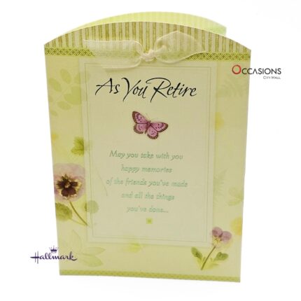 Purple Butterfly Retirement Greeting Card Beautiful Hallmark Retirement Greeting Card Order Online with Same Day Delivery in Amman This beautifully designed Hallmark retirement card features delicate flowers, butterflies, and heartfelt wishes. It's the perfect way to honor friendships, memories, and a bright future ahead. Order greeting cards online in Amman Jordan from the best gift shop in Amman. Same day greeting cards delivery is available when you order online today!