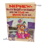 Funny Nephew's Birthday Greeting Card Card Size: 20.4 x 14.1 cm  Best Hallmark Cool Nephew's Birthday Greeting Card Order Online with Same Day Delivery in Amman Make your nephew laugh on his big day with this playful Hallmark birthday card! It’s full of personality, bold colors, and a fun message that fits his unique style. Order online from the best gift shop in Amman. We offer greeting cards delivery with same day delivery service. Order greeting cards online in Amman Jordan for fast and easy gifting.