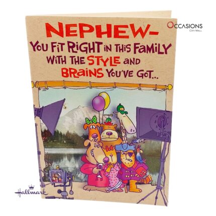 Funny Nephew's Birthday Greeting Card Card Size: 20.4 x 14.1 cm  Best Hallmark Cool Nephew's Birthday Greeting Card Order Online with Same Day Delivery in Amman Make your nephew laugh on his big day with this playful Hallmark birthday card! It’s full of personality, bold colors, and a fun message that fits his unique style. Order online from the best gift shop in Amman. We offer greeting cards delivery with same day delivery service. Order greeting cards online in Amman Jordan for fast and easy gifting.