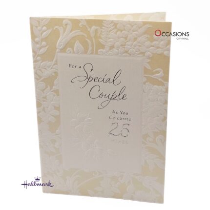 25th Anniversary Card For Special Couple Card Size: 20.5 x 14.1 cm Elegant Silver Anniversary Hallmark Greeting Card Greeting Cards Same Day Delivery in Amman Jordan This classic Hallmark card is perfect for a special couple celebrating their 25th wedding anniversary. With embossed floral details and heartfelt words, it's the ideal way to honor a love that stood the test of time. Order online today from the best gift shop in Amman. We offer greeting cards delivery and same day delivery across Amman, Jordan.