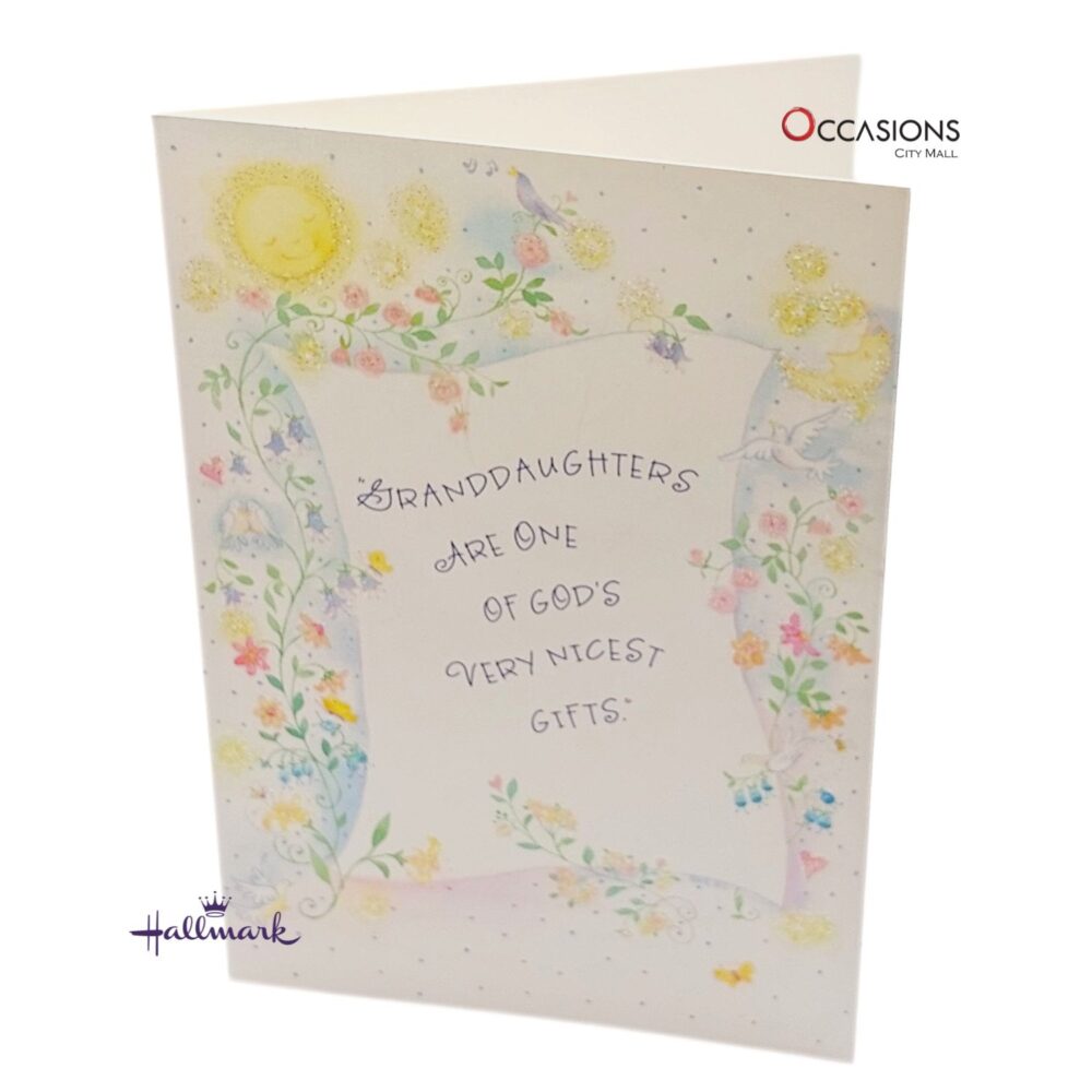 Floral Granddaughter's Birthday Greeting Card Card Size: 17.6 x 12.2 cm Beautiful Hallmark Granddaughter's Birthday Greeting Card Order greeting cards online in Amman Jordan This beautiful Hallmark card reminds your granddaughter how truly special she is. With a touching message and lovely design, it’s perfect for sharing birthday prayers and love. Order greeting cards online in Amman Jordan and enjoy same day delivery from the best gift shop in Amman. Our Hallmark greeting cards offer the perfect way to celebrate your loved ones with fast greeting cards delivery.