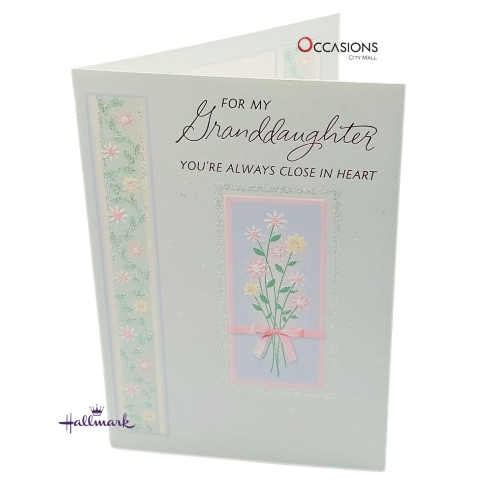 Delicate Granddaughter's Birthday Greeting Card Card Size: 17.6 x 12.1 cm Elegant Hallmark Granddaughter's Birthday Greeting Card From Grandparents  Order greeting cards online in Amman Jordan This elegant Hallmark card features delicate flowers and a heartfelt message that celebrates the deep love between grandparent and granddaughter. It's perfect for reminding her that no matter how much she grows, your love always stays the same. Order greeting cards online in Amman Jordan with same day delivery from the best gift shop in Amman. Fast greeting cards delivery available for all Hallmark greeting cards.