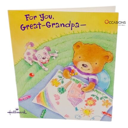 Special Great-Grandpa's Birthday Greeting Card Card Size: 15.2 x 12.2 cm Adorable Hallmark Great-Grandpa's Birthday Greeting Card Order greeting cards online in Amman Jordan Celebrate your amazing great-grandpa with this adorable Hallmark card featuring a playful bear drawing a birthday surprise. With sweet rhymes and a colorful design, it’s perfect for showing your love. Order greeting cards online in Amman Jordan with same day delivery from the best gift shop in Amman. Enjoy fast greeting cards delivery with our heartwarming Hallmark greeting cards.
