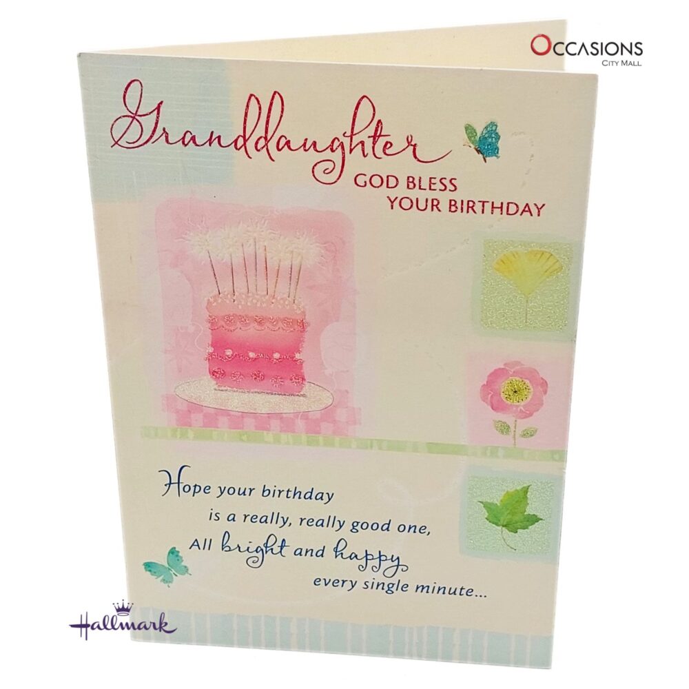 Pink Cake Granddaughter Birthday Card Card Size: 17.6 x 12.2 cm Heartfelt Blessings Hallmark Granddaughter Birthday Greeting Card Order greeting cards online in Amman Jordan This lovely Hallmark card combines heartfelt blessings and sweet pastel designs to show your granddaughter how special she is. A perfect mix of love and faith for her big day. Order greeting cards online in Amman Jordan with same day delivery from the best gift shop in Amman. Get fast greeting cards delivery with beautiful Hallmark greeting cards made to inspire.
