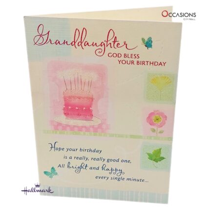 Pink Cake Granddaughter Birthday Card Card Size: 17.6 x 12.2 cm Heartfelt Blessings Hallmark Granddaughter Birthday Greeting Card Order greeting cards online in Amman Jordan This lovely Hallmark card combines heartfelt blessings and sweet pastel designs to show your granddaughter how special she is. A perfect mix of love and faith for her big day. Order greeting cards online in Amman Jordan with same day delivery from the best gift shop in Amman. Get fast greeting cards delivery with beautiful Hallmark greeting cards made to inspire.