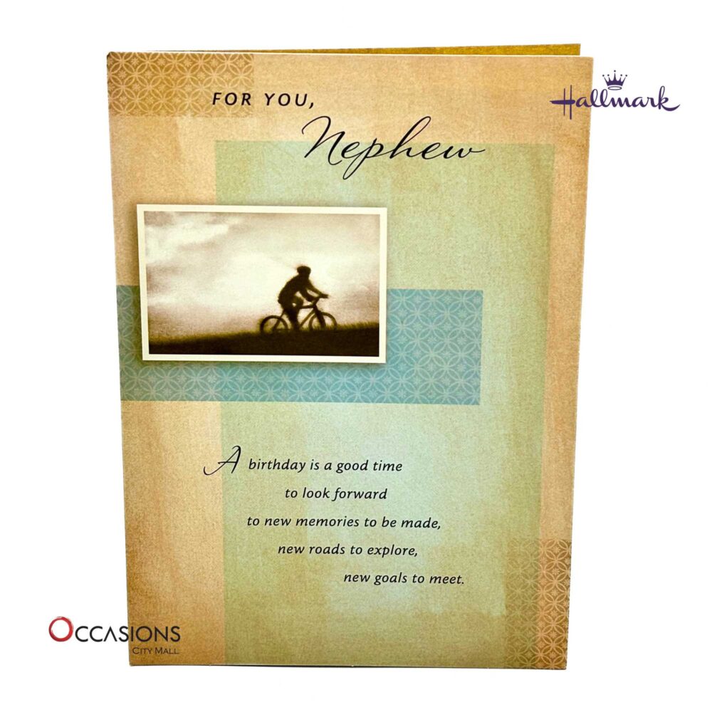Nephew's Birthday Greeting Card Size Card: 20.4 x 14.1 cm  Heartfelt Hallmark Nephew's Birthday Greeting Card Order Online with Same Day Delivery in Amman This Hallmark birthday greeting card for your nephew is filled with warmth and encouragement. With a thoughtful message about dreams, success, and happiness, it's the perfect way to show your love. Order online from the best gift shop in Amman and enjoy greeting cards delivery with same day delivery in Jordan. Order greeting cards online in Amman Jordan and make his birthday truly memorable.