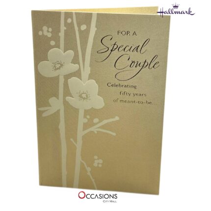 50th Anniversary Card For Special Couple Card Size: 17.6 x 12.2 cm  Hallmark 50th Wedding Anniversary Greeting Card Greeting Cards Same Day Delivery in Amman Jordan This Hallmark card is perfect for celebrating fifty years of meant-to-be love. With a soft floral and bird design in gold tones, it brings timeless beauty and heartfelt meaning to a special couple's golden anniversary. Order online from the best gift shop in Amman. We offer greeting cards delivery and same day delivery in Amman, Jordan. Order greeting cards online in Amman Jordan and honor 50 years of love in style.