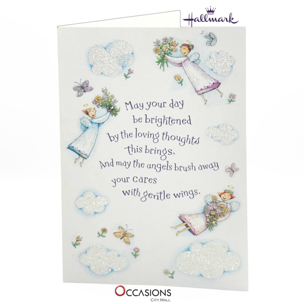 Angels & Clouds Sympathy Greeting Card Angels & Clouds Sympathy Greeting Card For Friends & Family Warm Hallmark Sympathy Greeting Card Same Day Greeting Cards Delivery in Amman Brighten someone’s day with this charming Hallmark Sympathy card, featuring angels, glitter clouds, and warm words. It’s perfect for sending love and prayers. Order greeting cards online in Amman Jordan from the best gift shop in Amman with greeting cards delivery and same day delivery service. Hallmark greeting cards always deliver comfort and care.