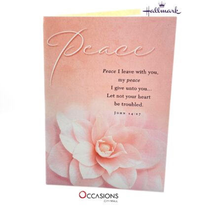 Peace Sympathy Greeting Card  Pink Rose Hallmark Sympathy Greeting Card Same Day Greeting Cards Delivery in Amman Share peace and healing with this beautiful Hallmark Sympathy card, featuring a soft floral design and inspiring words from John 14:27. Order greeting cards online in Amman Jordan from the best gift shop in Amman. We offer greeting cards delivery with same day delivery to help you send love and support. Trust Hallmark greeting cards for heartfelt moments.