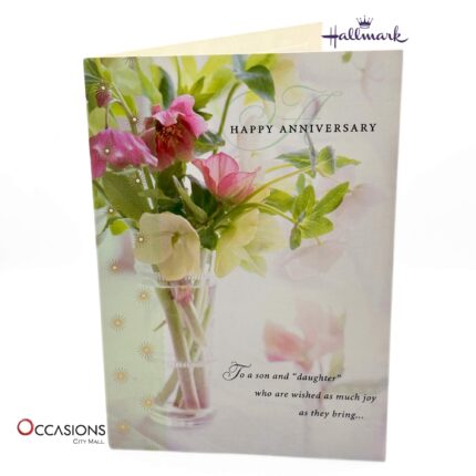 Lovely Daughter & Son-In-Law Anniversary Card Lovely Hallmark Anniversary Greeting Card Designed For Sister & Brother-In-Law Greeting Cards Delivery in Amman Jordan Celebrate your son and daughter’s special day with this beautiful Hallmark Anniversary greeting card, featuring delicate flowers and heartfelt words. Perfect for showing love and pride on their anniversary. Order online from the best gift shop in Amman, with same day delivery and greeting cards delivery across Jordan. Trust our quality with genuine Hallmark greeting cards. Order greeting cards online in Amman Jordan and make their day memorable with a beautiful message from the heart!