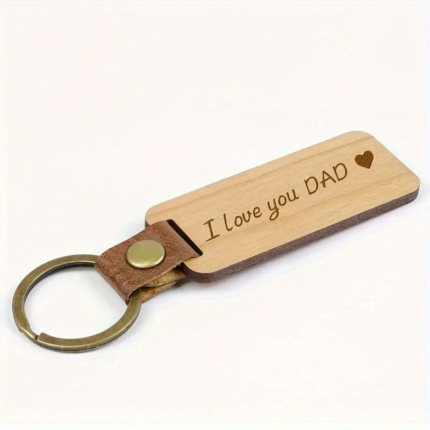 I Love You Dad Cherry Wood Key Chain
