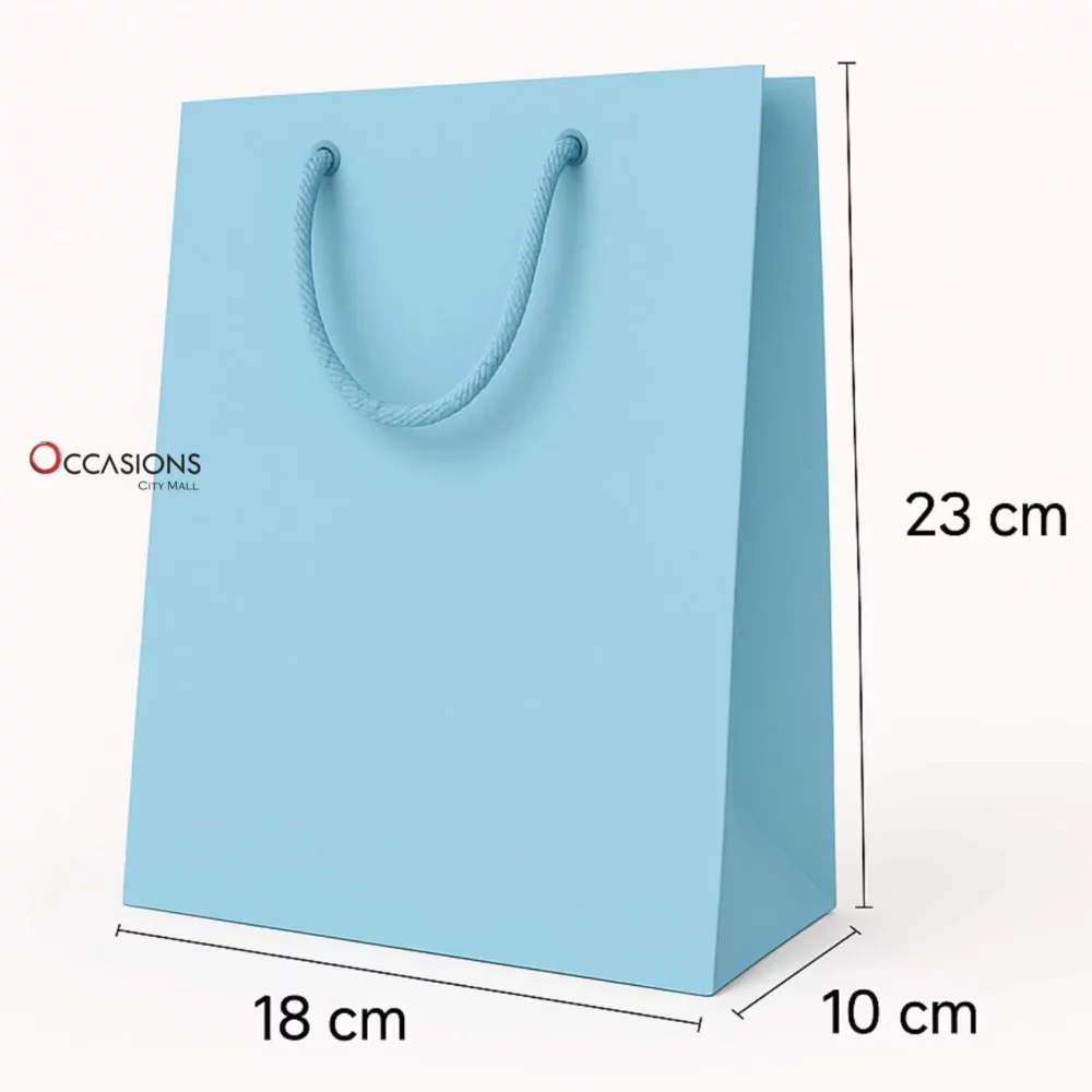light blue gift bag