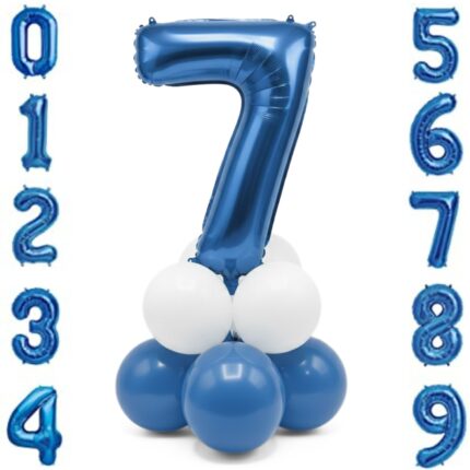 Blue Number Balloons with Base