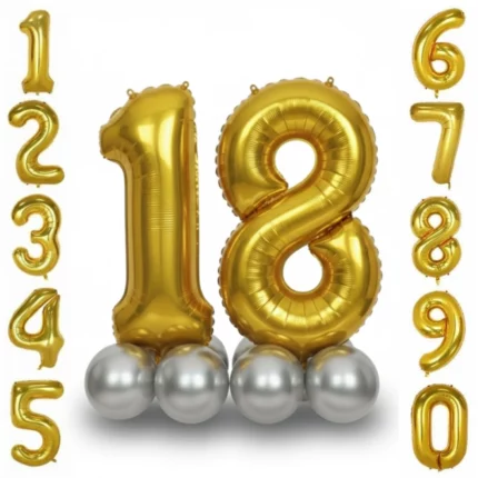 Custom Number Balloons – Gold