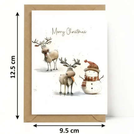 Reindeer & Snowman Christmas Card
